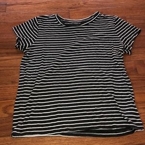 black and white striped american eagle top